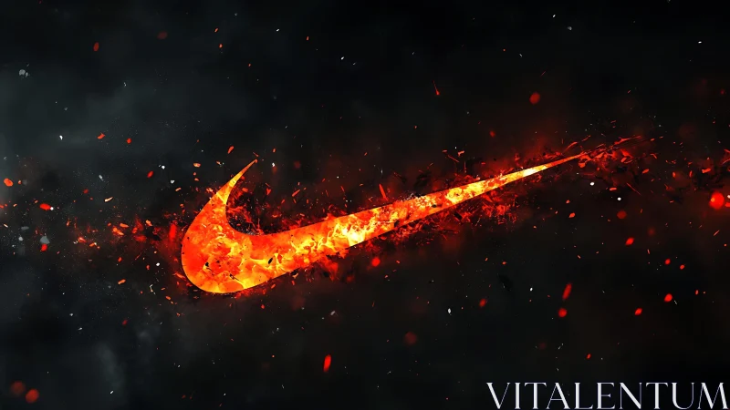 Fiery Nike Swoosh Ignites with Dynamic Flame Energy