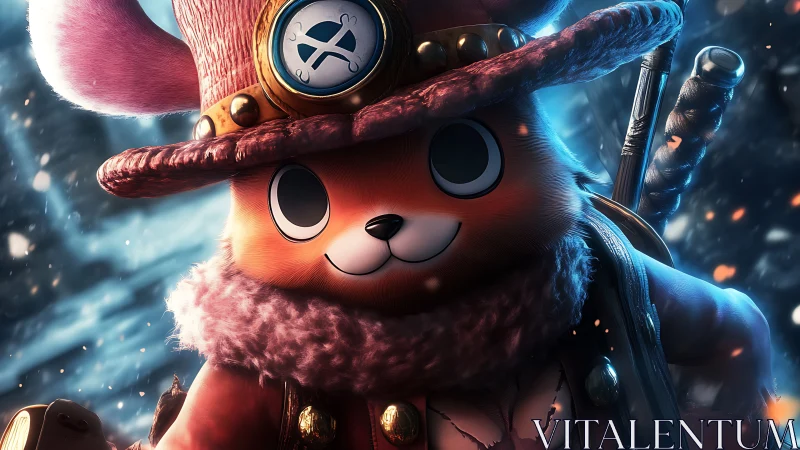 Furry fantasy adventurer in glowing winter blizzard armor.