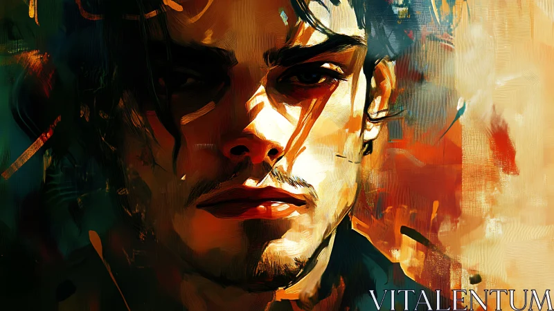 Expressive male portrait rendered with dynamic brushwork and chiaroscuro