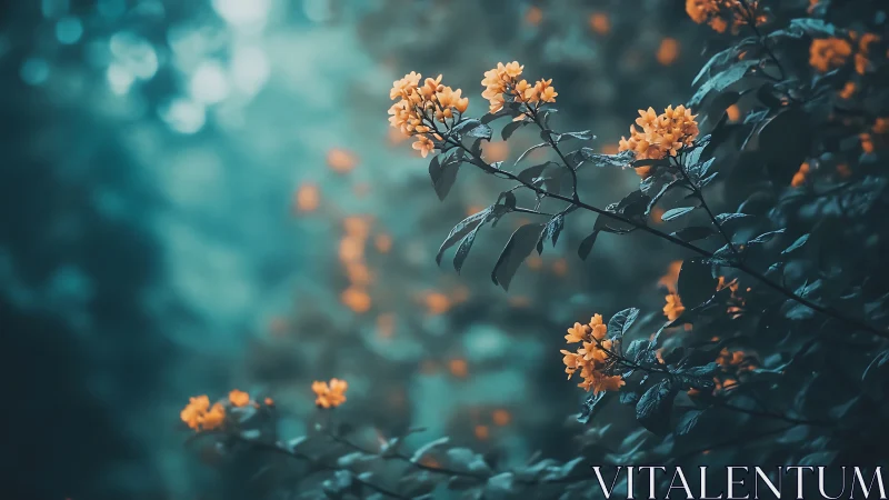 Golden Blooms Whisper Through Teal Twilight Air