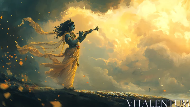 Stormedge flute singer stepping into a storm of sunlight.