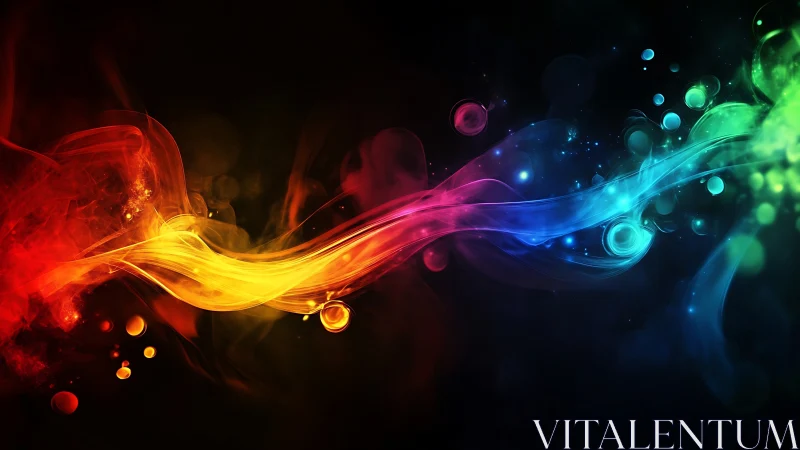 Multicolor light bands across dark field with fluid gradients.