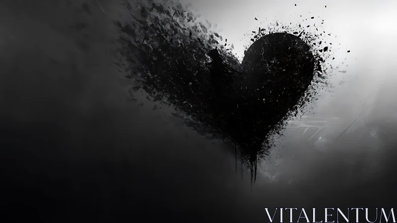 Shattered Heart Dispersing into Particles of Emotion