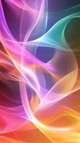 Luminous neon ribbons curve across radiant gradient field.