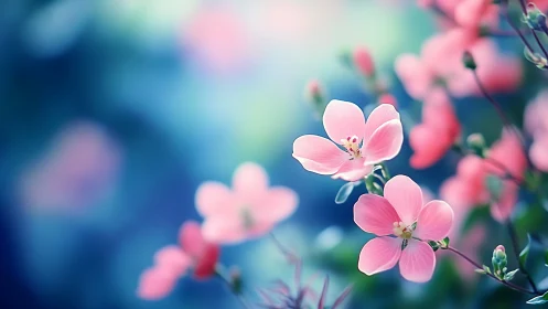 Pink flowers photographed with shallow depth of field