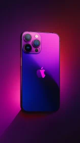 iPhone 13 Pro with triple camera system rendered against neon gradient background.