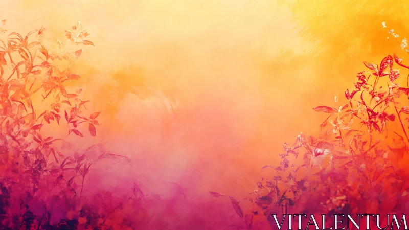 Sunlit floral silhouettes glow through warm gradient haze.