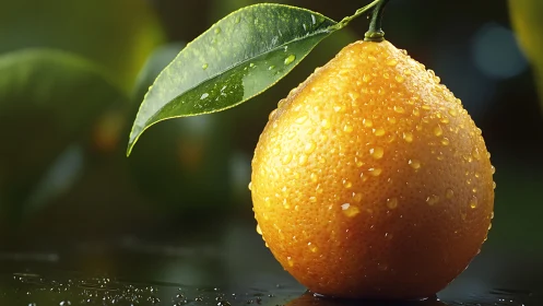 Dew covered orange glows under soft studio backlight.