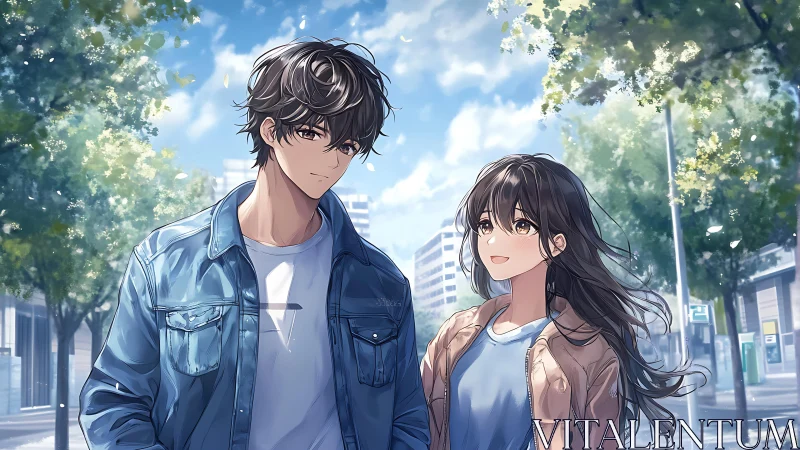 City breeze stitches quiet chemistry between strolling friends