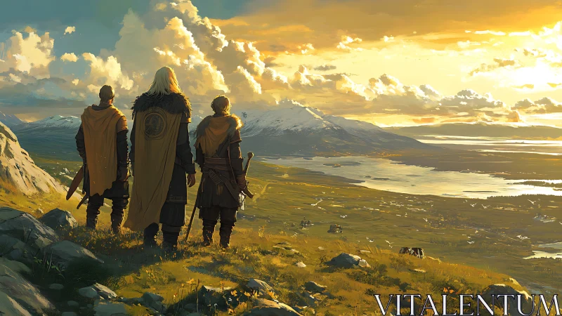 Sunset wardens gaze across a vast emerald frontier.