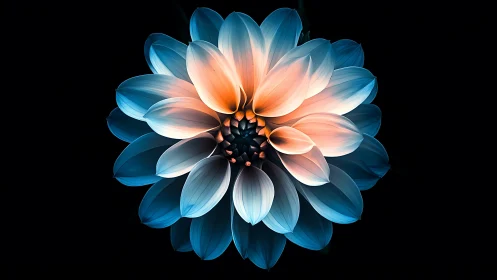 Digital Dahlia Rendered with Gradient Color Transitions