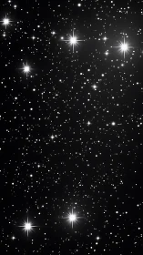 Glistening starry night sky gently sparkles in quiet space