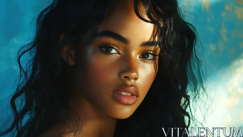 Hyperreal digital portrait captures luminous sunlit profile