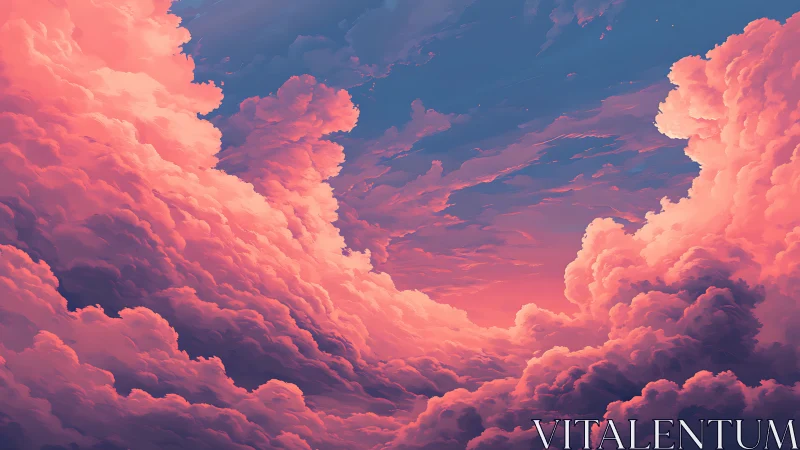 Vivid pink sunset clouds filling a dramatic blue sky.