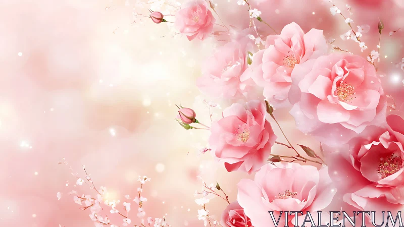 Blurred Pink Flowers with Bokeh Atmospheric Effect
