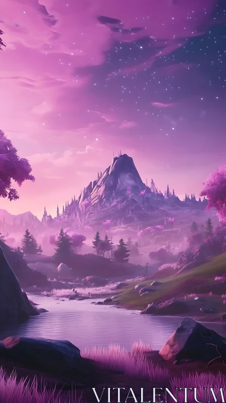 Starlit lavender mountains welcome quiet evening wanderers