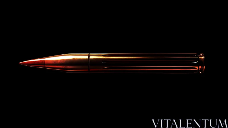 Copper bullet profile under dramatic rim lighting on black
