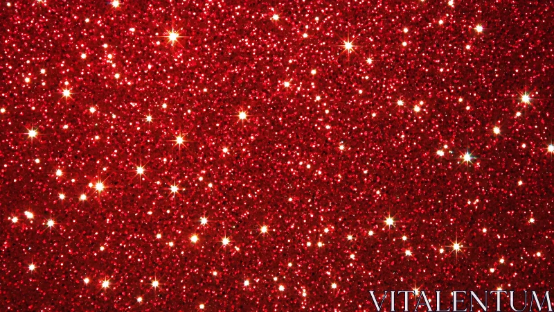 Red glitter background with sparkling bokeh highlights.