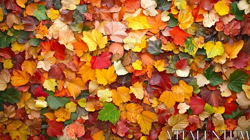 Color-saturated autumn leaves form dense overlapping carpet