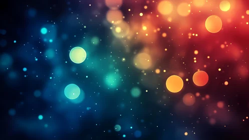 Vibrant bokeh lights abstract background in blue and orange hues.