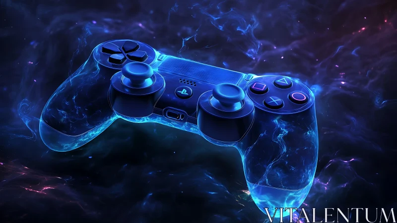 Starlit game controller drifts through electric nebula dreams