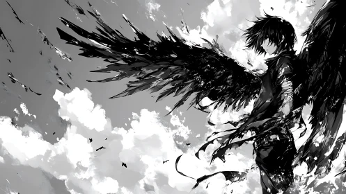 Shadow-winged wanderer shreds the sky into wild ink storms