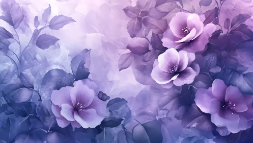 Purple Blossoms Rendered in Ethereal Digital Layers.
