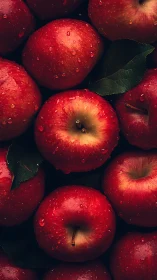 Crimson apples resting in dew-kissed, harvest-fresh calm.