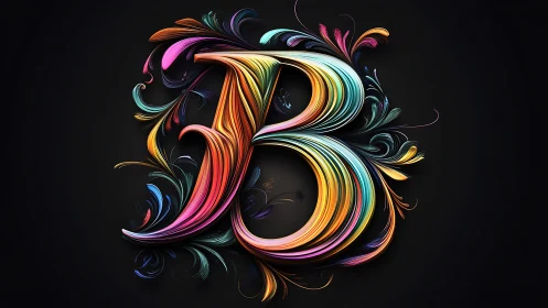 Letter B formed from colorful flowing digital strokes.