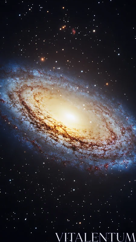Spiral galaxy with bright core against dense starfield.