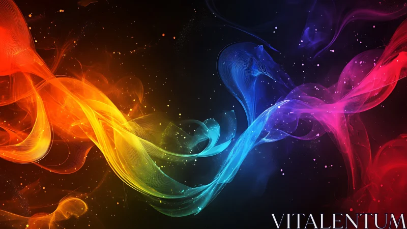 Spectral light ribbons arc across deep cosmic void.