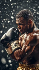 Champion's Grit: Warrior Stands Fierce Through Crystalline Storm.