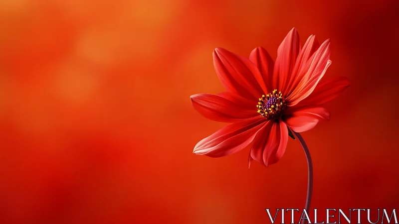 Single red blossom under shallow depth-of-field optics.