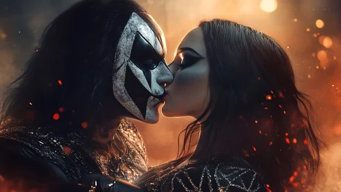 Masked Affection in Fiery Glow. A Dramatic Romance.