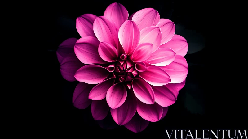 Volumetric Dahlia: Neon Botanical Form Against Void.