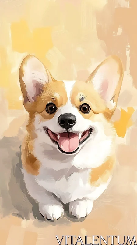 Digital portrait depicts a short-legged dog in frontal view