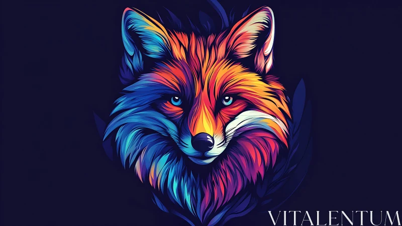 High-saturation polygonal fox portrait with radial neon gradients