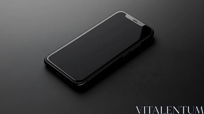 Sleek Midnight Handset Tilts Upon Shadowed Plane Below
