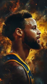 Profile study of illuminated basketball athlete in motion glow.