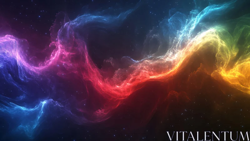 Chromatic nebula stream with luminous spectral tendrils.