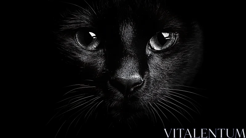 Black Cat Eyes Against Darkness.