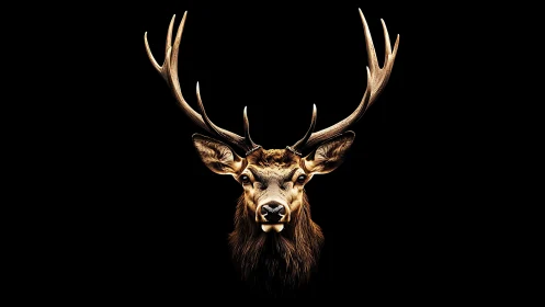 Crowned in quiet firelight, the stag rules the dark void