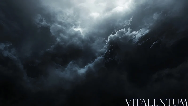 Digital painting of storm-torn clouds with dramatic chiaroscuro.