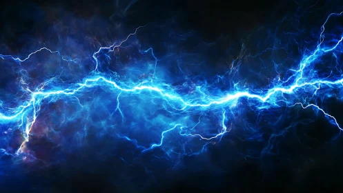 Electric blue plasma discharge across dark abstract field.