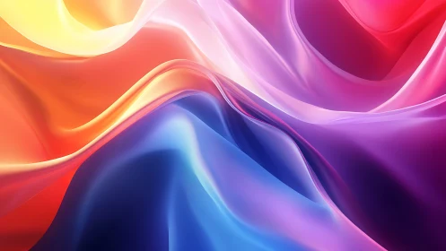 Digital painting of iridescent folded gradients in motion.
