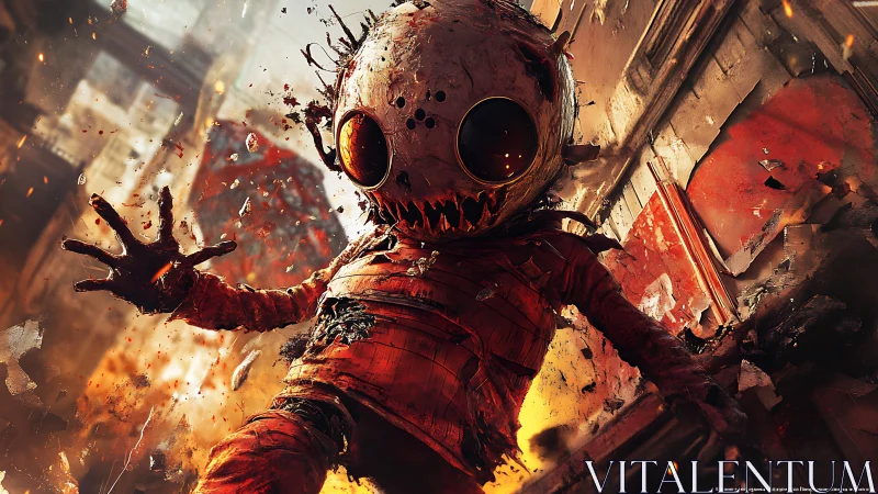 Mutated astronaut lunges through burning corridor in mid-attack