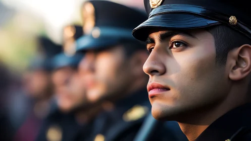 Linearly focused cadet portrait with shallow depth-of-field precision.