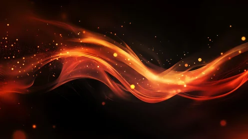 Abstract Fiery Light Wave on Dark Background, Digital Art Style.