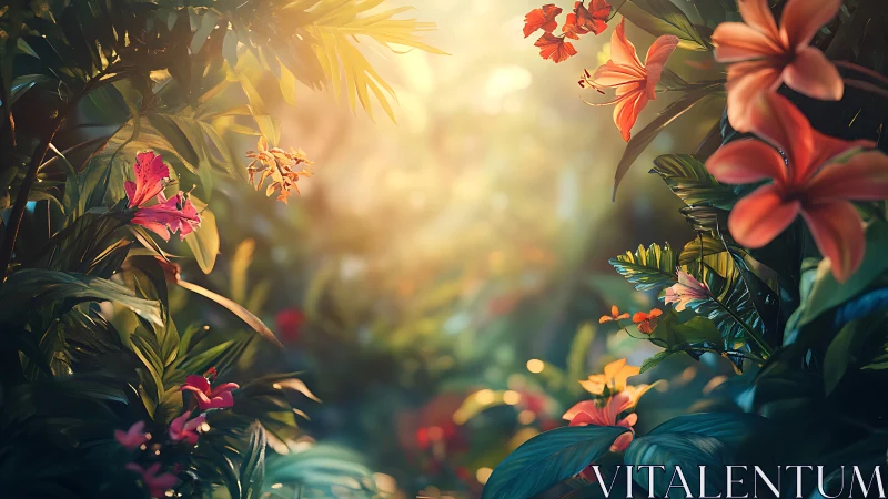 Tropical Garden Portal Glows with Luminous Floral Drama