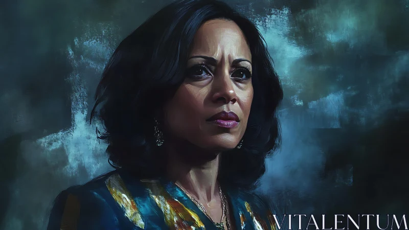 Stormlit portrait of a thoughtful woman in deep color.